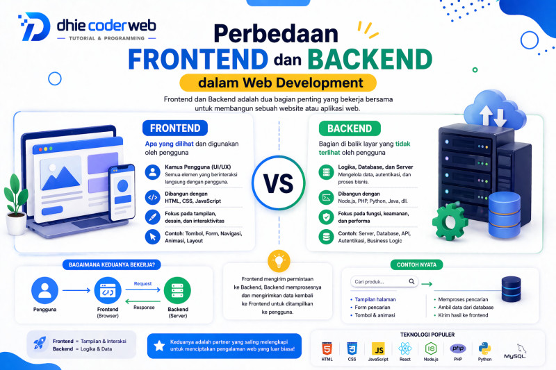 Perbedaan Frontend dan Backend dalam Web Development